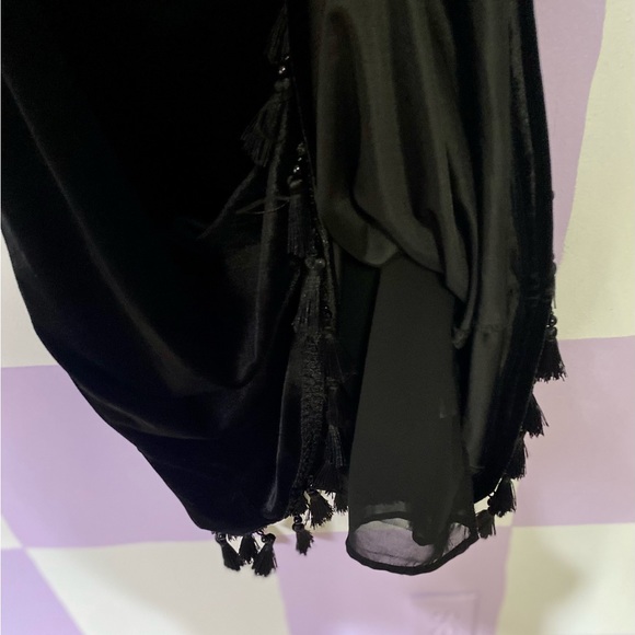 Black Velvet Shift Dress with Tassles - Picture 7 of 7